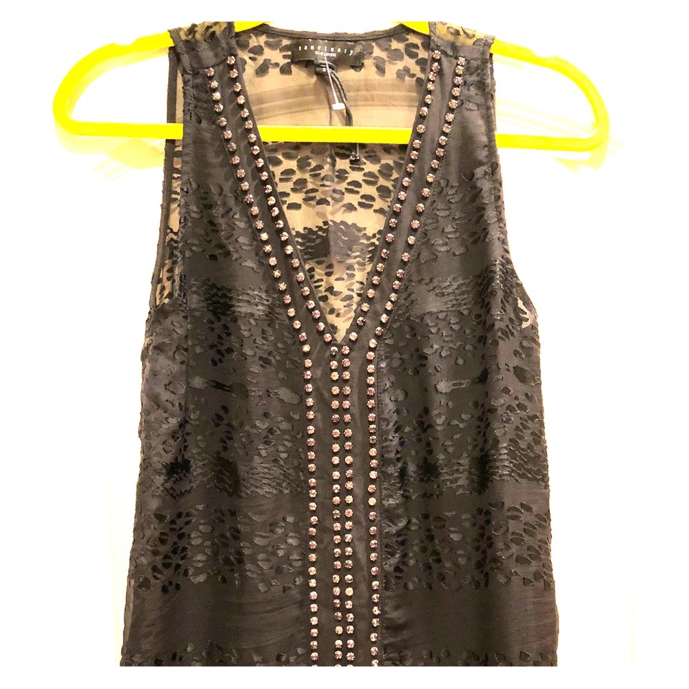 Black sheer sanctuary studded tank